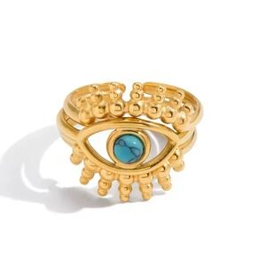 Gold Eye Ring with Turquoise Accent